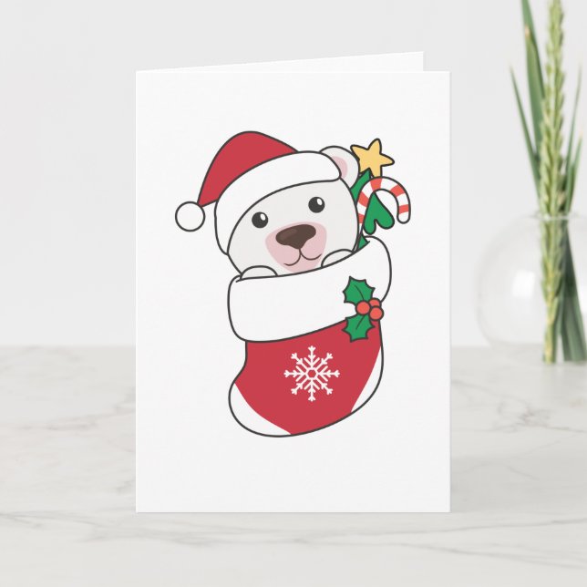 Cartão De Festividades Urso Polar Natal Neve Animais Polares (Frente)