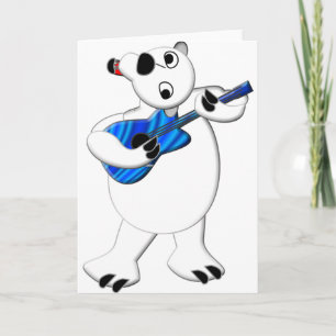 Cartão De Festividades Urso Polar Rockin' com Violão
