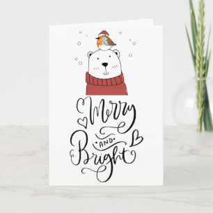 Cartão De Festividades Urso Polar Whimsical De Férias felizes E Brilhante