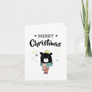 Cartão De Festividades Urso retrô coroa feliz natal