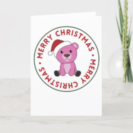 Cartão De Festividades Ursos Coloridos Feliz Natal Animais de Inverno Urs