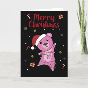 Cartão De Festividades Ursos Coloridos Feliz Natal Animais de Inverno Urs