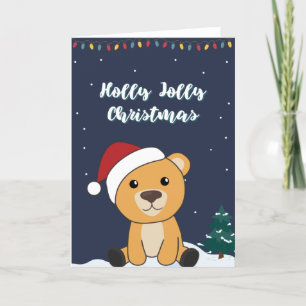 Cartão De Festividades Ursos Coloridos Feliz Natal Animais de Inverno Urs