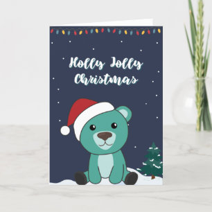 Cartão De Festividades Ursos Coloridos Feliz Natal Animais de Inverno Urs