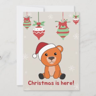 Cartão De Festividades Ursos Coloridos Feliz Natal Animais de Inverno Urs
