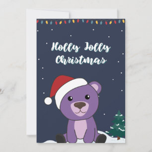 Cartão De Festividades Ursos Coloridos Feliz Natal Animais de Inverno Urs