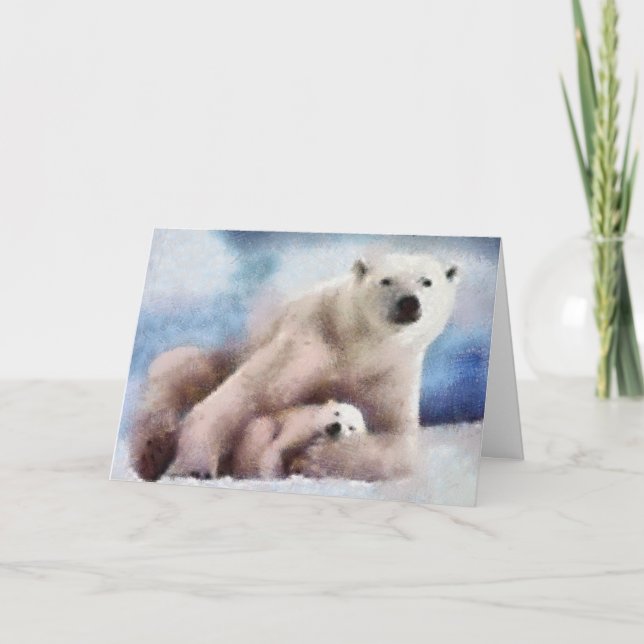 Cartão De Festividades Ursos Polares (Frente)