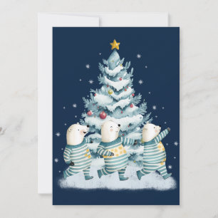 Cartão De Festividades Ursos Polares Adoráveis em Aquarela