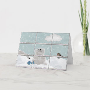 Cartão De Festividades Ursos Polares de Natal