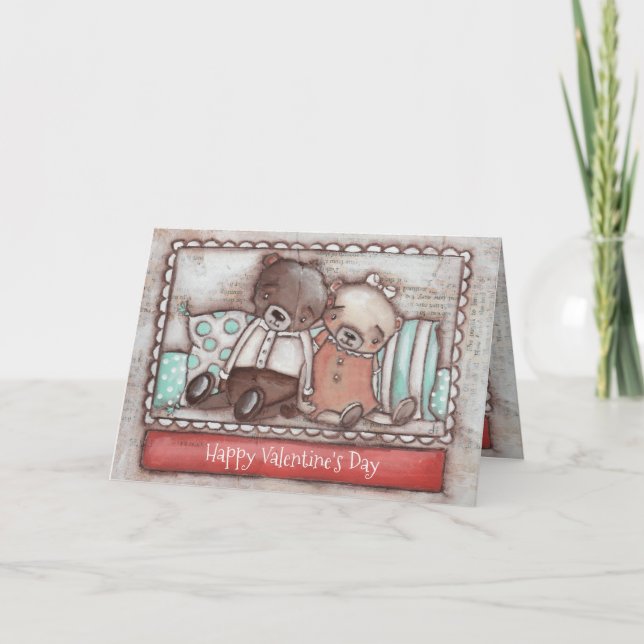 Cartão De Festividades Ursos Sortudos - Namorados (Frente)