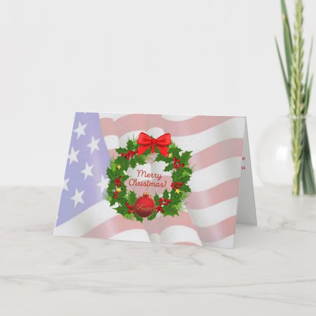 Cartão De Festividades US Flag Merry Christmas Card (Frente)