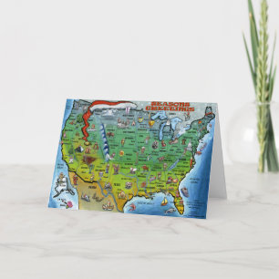 Cartão De Festividades USA Christmas Map
