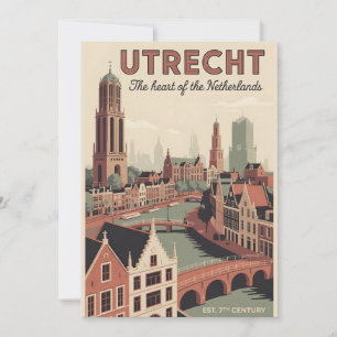 Cartão De Festividades Utrecht Holanda Paisagem Urbana Retrô Viagem
