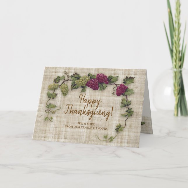 Cartão De Festividades Uvas Retrô de Ação de Graças (Frente)