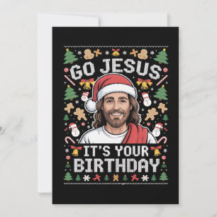 Cartão De Festividades Vá Jesus É Seu Aniversário Suéter Feio de Natal