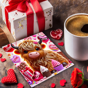 Cartão De Festividades Vaca das Terras Altas Doce Como Doce de Natal Cart