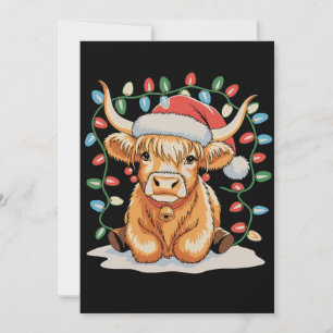 Cartão De Festividades Vaca das Terras Altas Papai Noel Natal Festa