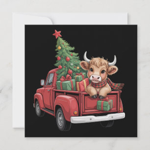Cartão De Festividades Vaca de Natal Vaca das Terras Altas na Fazenda de