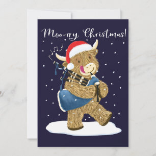 Cartão De Festividades Vaca do Land da Escócia brinca de natal