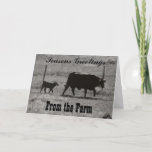 Cartão De Festividades Vaca e vitelo de Leslie Peppers<br><div class="desc">Vaca e bezerro de Leslie Peppers é uma fotografia de estilo vintage com Seasons Greeting da faixa,  fazenda ou rancho para um cartão de férias ocidental</div>