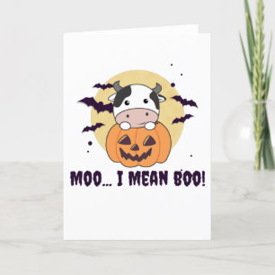 Cartão De Festividades Vaca Fantasma Fofo Kawaii Halloween Moo Quero Dize