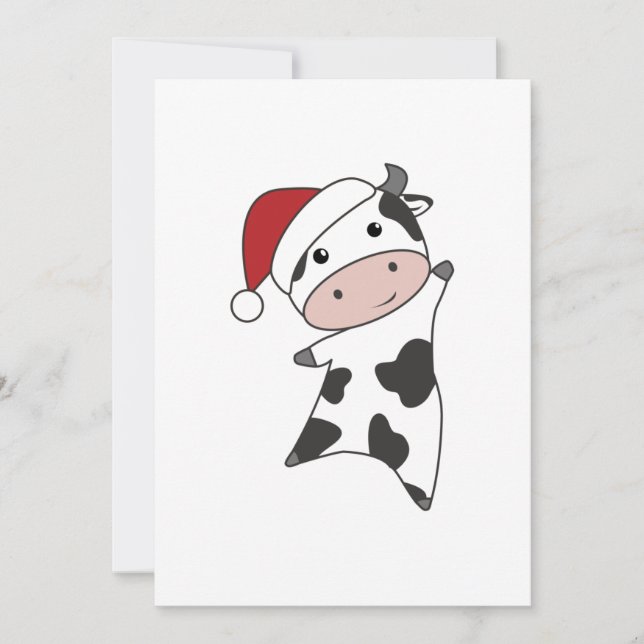 Cartão De Festividades Vaca Feliz Natal Animais de inverno Vacas Adultas  (Frente)