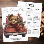 Cartão De Festividades Vaca Highland 2025 Calendar Red Truck Natal<br><div class="desc">Celebre o feriado com um toque de charme rústico e chorão com o nosso maravilhoso cartão de Natal com uma vaca Highland! Este cartão é a combinação perfeita entre estética vintage e alegria festiva, fazer-o como uma escolha ideal para aqueles que amam a decoração de fazendas e animais de fazenda....</div>