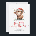 Cartão De Festividades Vaca Highland 2026 Calendário Feliz Natal<br><div class="desc">Cute Highland Cow Name 2026 Calendar Feliz Natal. Disponível digitalmente e impresso. Bonitinho festivo pelos desejos de férias, com este design divertido com uma doce vaca em terra alta no chapéu de Papai Noel. Feliz Natal está em um roteiro moderno e personaliza facilmente sua saudação e seu nome embaixo. Um...</div>