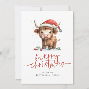 Cartão De Festividades Vaca Highland 2026 Calendário Feliz Natal