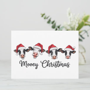 Cartão De Festividades Vacas de Natal fofas Mooey Xmas Novilha Vaca das T