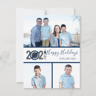 Cartão De Festividades Vacinas de Natal de 2021 e pandemia de posto