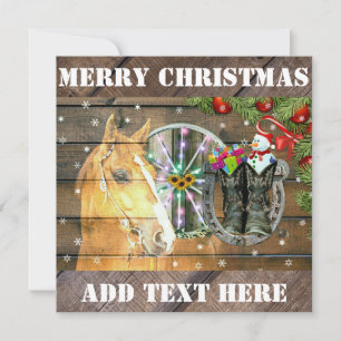 Cartão De Festividades Vagão de Cavalo de Natal Roda Cowboy Boots Garlan