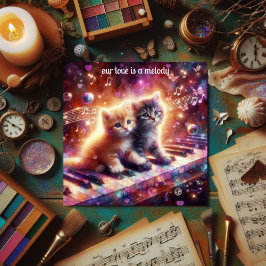 Cartão De Festividades Valentim Musical de Gatinhos Fofos e Caprichosos