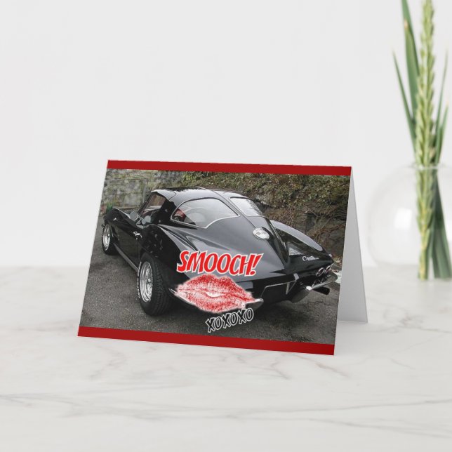 Cartão De Festividades Valentine Black Split Window Corvette Classic (Frente)