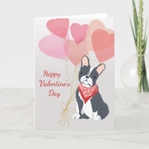 Cartão De Festividades Valentine Card From Dog Boston Terrier Balloons