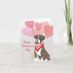 Cartão De Festividades Valentine Card From Dog Brindle Boxer Red Balloons