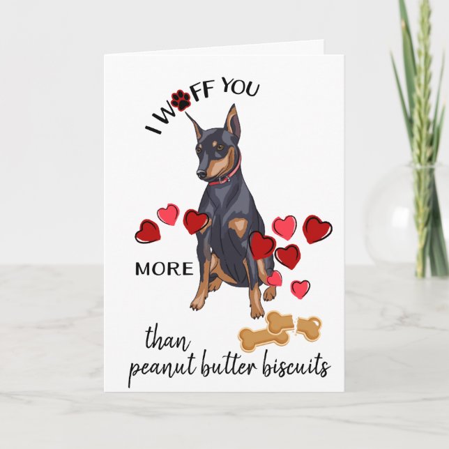Cartão De Festividades Valentine Card from Your Doberman Dog  Loves You (Frente)