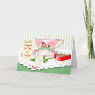 Cartão De Festividades Valentine Card - Tea Cup, Box of Chocolates & Rose