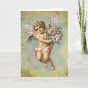 Cartão De Festividades Valentine Cherub, blue, Birthday