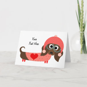 Cartão De Festividades Valentine Dachshund (customizable)