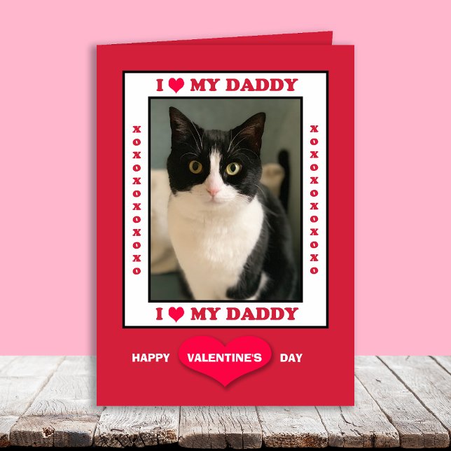 Cartão De Festividades Valentine Day from Cat to Daddy Your Photo (Criador carregado)