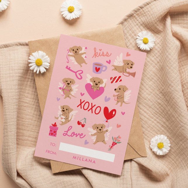 Cartão De Festividades Valentine de Sala de Aula dos Cães Anjo (Criador carregado)