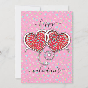 Cartão De Festividades Valentine Elegante Design de Corações Entrelaçados
