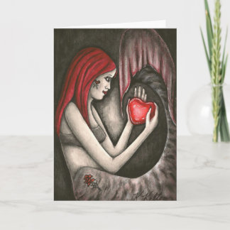 Cartão De Festividades Valentine Gothic Mermaid with Heart Greeting Card