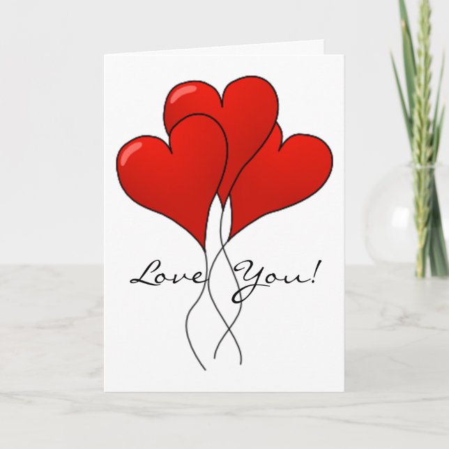 Cartão De Festividades Valentine Heart Balloons – Valentine Card (Frente)