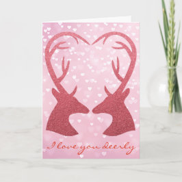 Cartão De Festividades Valentine Heart Glitter Deer