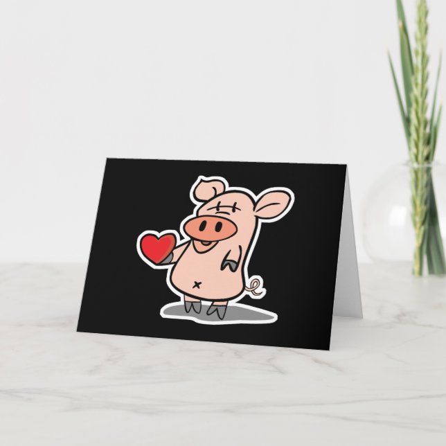 Cartão De Festividades valentine heart piggy (Frente)