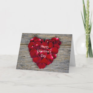 Cartão De Festividades Valentine Heart Red Rose Petal