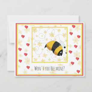 Cartão De Festividades Valentine Hearts Cute Bumblebee to Customize