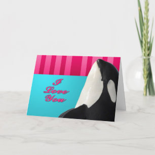 Cartão De Festividades Valentine I love you orca whale